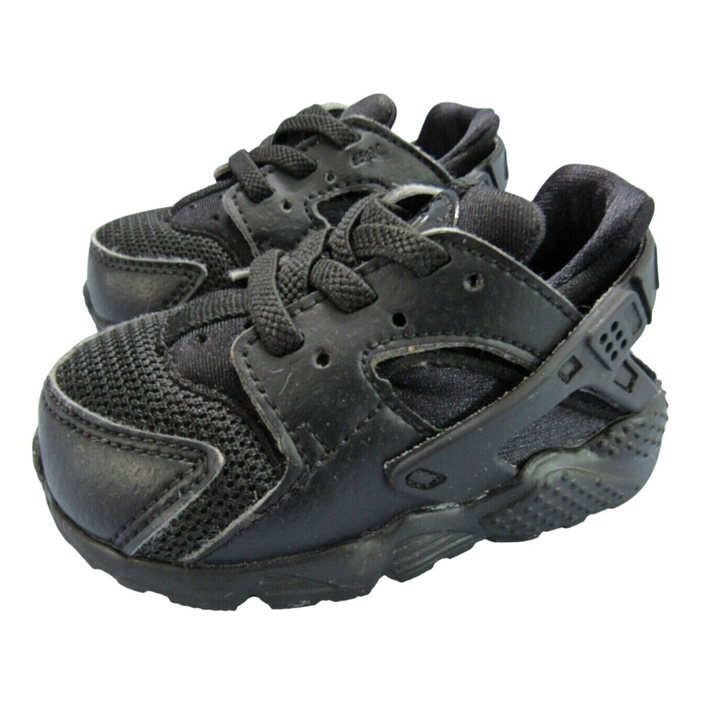 NIKE Air Huarache TRIPLE BLACK Mesh SLIP-ON Toddler ATHLETIC SHOES SNEAKERS 4C